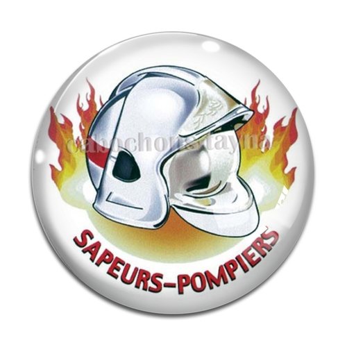 Cabochon sapeur pompier, résine ou en verre différente taille