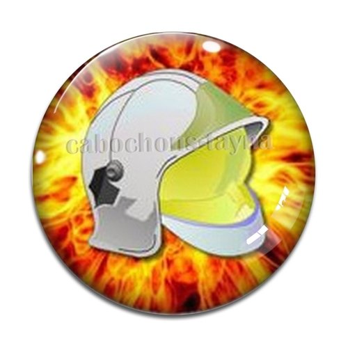Cabochon sapeur pompier, résine ou en verre différente taille