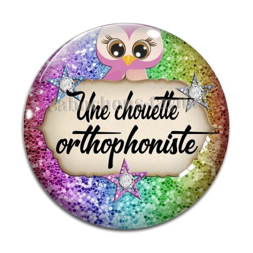 Cabochon chouette orthophoniste, résine ou en verre différente taille
