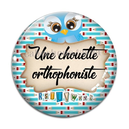 Cabochon chouette orthophoniste, résine ou en verre différente taille