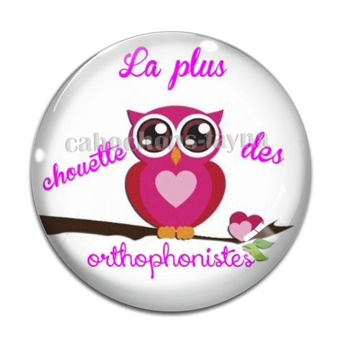 Cabochon chouette orthophoniste, résine ou en verre différente taille