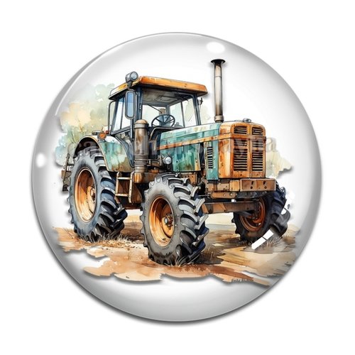 Cabochon tracteur, en résine ou en verre différente taille