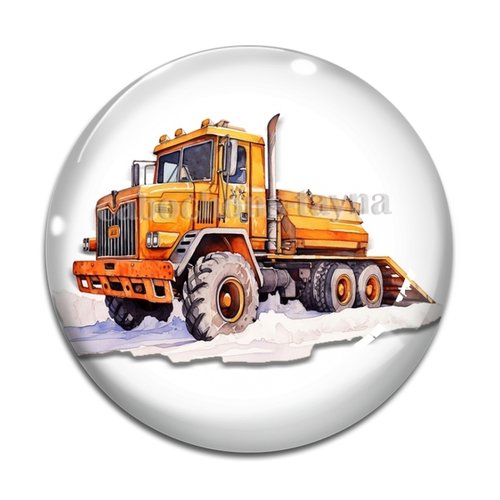 Cabochon camion de chantier, en résine ou en verre différente taille
