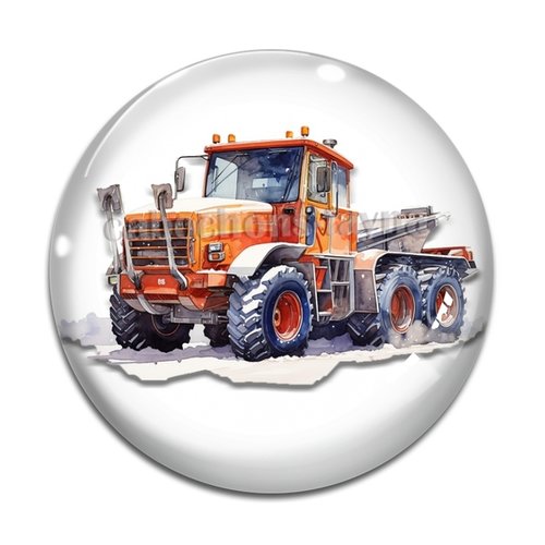Cabochon camion de chantier, en résine ou en verre différente taille