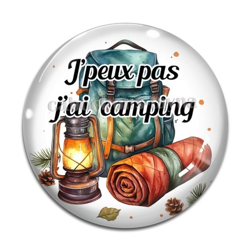 Cabochon j'peux pas j'ai camping, en résine ou en verre différente taille