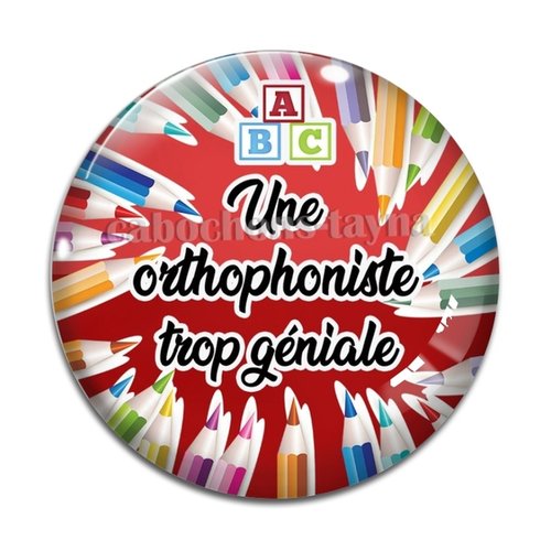 Cabochon orthophoniste géniale, résine ou en verre différente taille