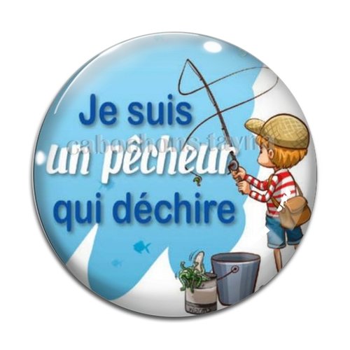 Cabochon pêcheur qui déchire, cabochon résine ou verre rond différente taille