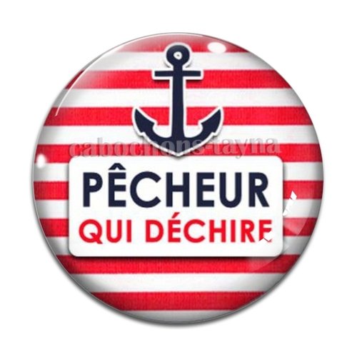 Cabochon pêcheur qui déchire, cabochon résine ou verre rond différente taille