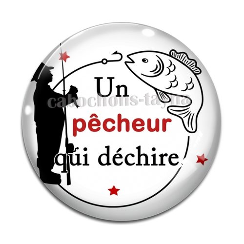 Cabochon pêcheur qui déchire, cabochon résine ou verre rond différente taille