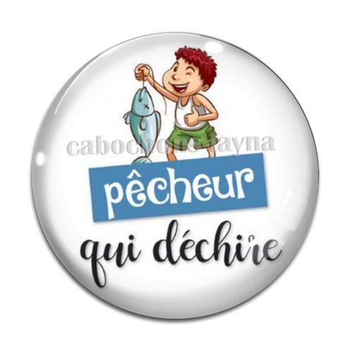 Cabochon pêcheur qui déchire, cabochon résine ou verre rond différente taille