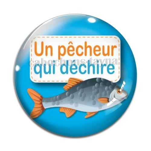 Cabochon pêcheur qui déchire, cabochon résine ou verre rond différente taille