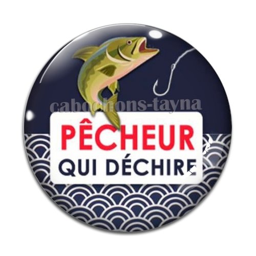 Cabochon pêcheur qui déchire, cabochon résine ou verre rond différente taille