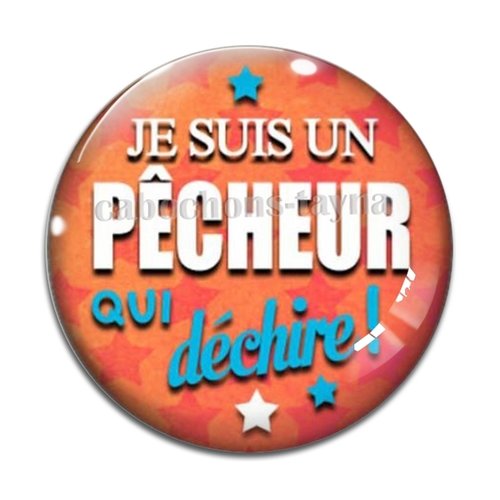 Cabochon pêcheur qui déchire, cabochon résine ou verre rond différente taille