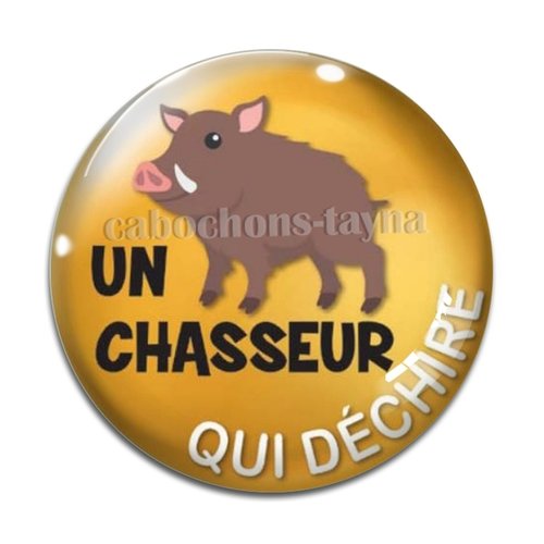 Cabochon chasseur qui déchire, cabochon résine ou verre rond différente taille