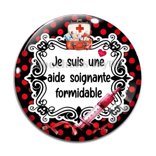 Cabochon aide soignante formidable, résine ou verre différente taille