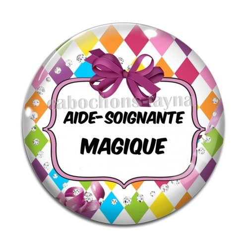 Cabochon aide soignante magique, résine ou verre différente taille