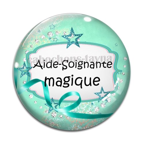 Cabochon aide soignante magique, résine ou verre différente taille