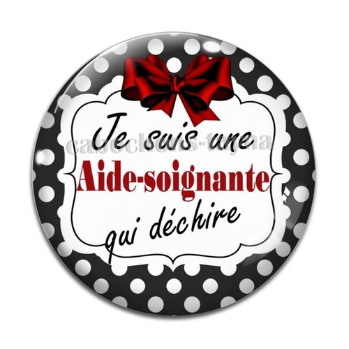 Cabochon aide soignante qui déchire, résine ou verre différente taille
