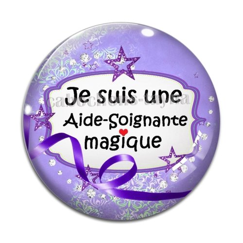 Cabochon aide soignante magique, résine ou verre différente taille