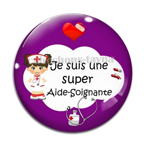 Cabochon super aide soignante, résine ou verre différente taille