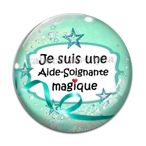 Cabochon aide soignante magique, résine ou verre différente taille