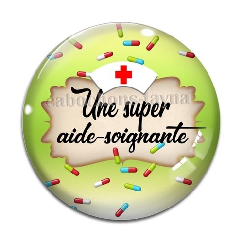 Cabochon super aide soignante, résine ou verre différente taille