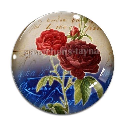 Cabochon fleur rose, résine ou verre différente taille
