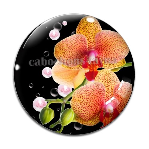 Cabochon fleur orchidée, résine ou verre différente taille