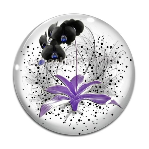 Cabochon fleur orchidée, résine ou verre différente taille