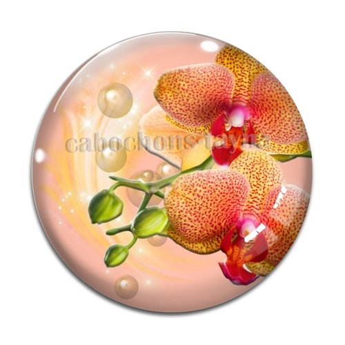 Cabochon fleur orchidée, résine ou verre différente taille