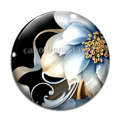 Cabochon fleur exotique, résine ou verre différente taille