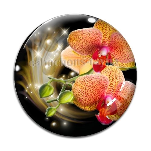 Cabochon fleur exotique, résine ou verre différente taille