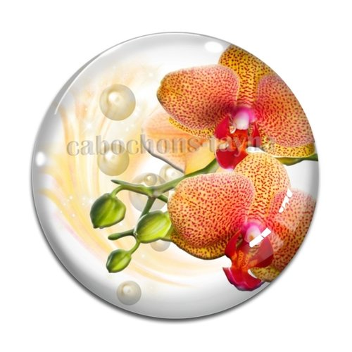 Cabochon fleur exotique, résine ou verre différente taille