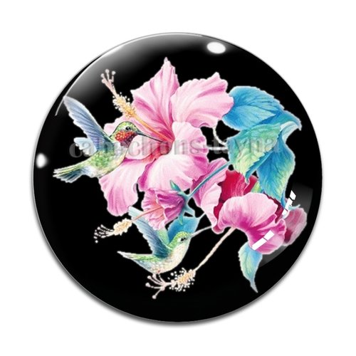 Cabochon fleur exotique, résine ou verre différente taille