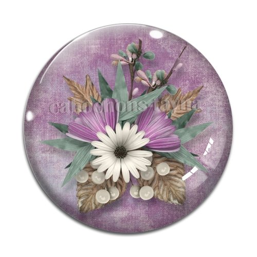 Cabochon fleur, résine ou verre différente taille