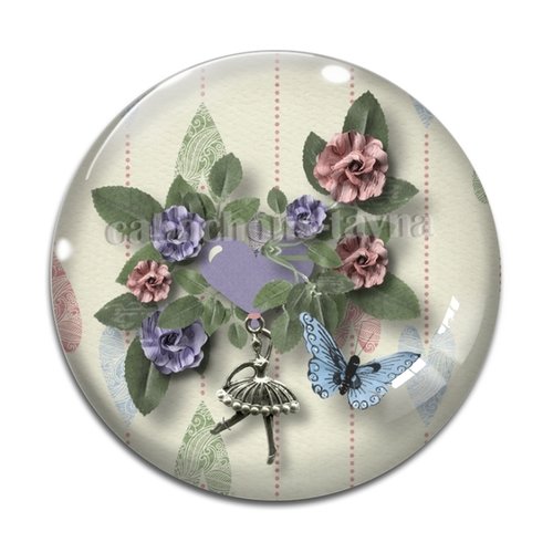 Cabochon fleur, résine ou verre différente taille