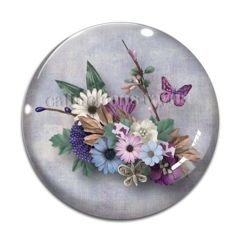 Cabochon fleur, résine ou verre différente taille