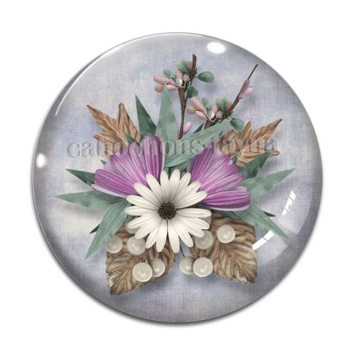 Cabochon fleur, résine ou verre différente taille
