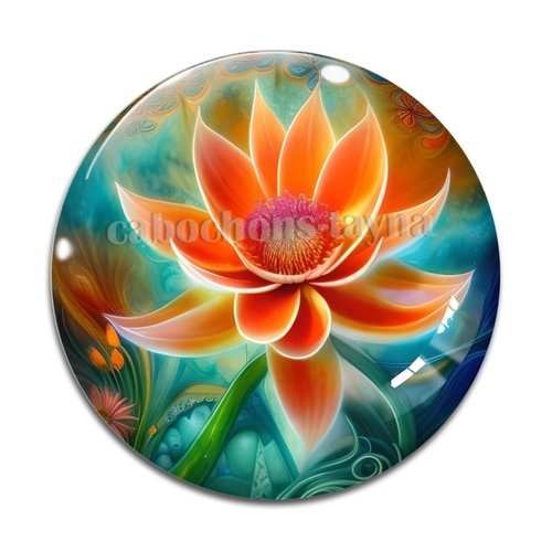Cabochon fleur exotique, résine ou verre différente taille