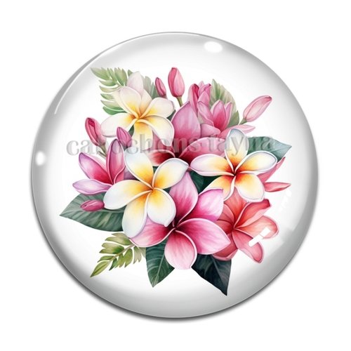 Cabochon fleur exotique, résine ou verre différente taille