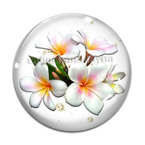 Cabochon fleur exotique, résine ou verre différente taille