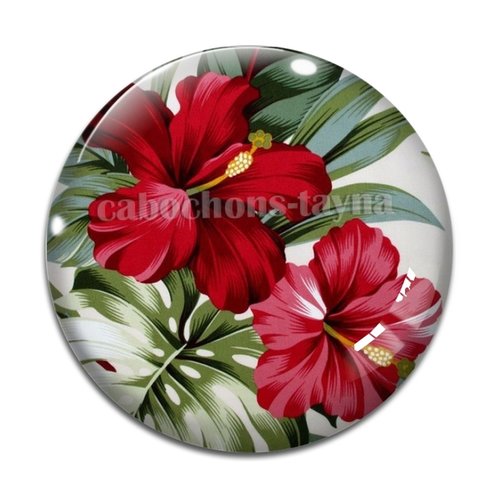 Cabochon fleur exotique, résine ou verre différente taille