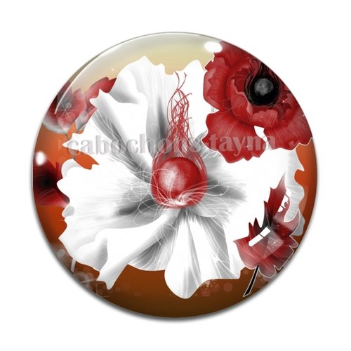 Cabochon fleur exotique, résine ou verre différente taille