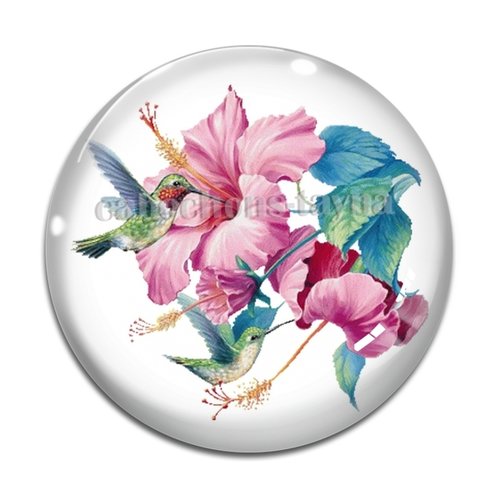 Cabochon fleur exotique, résine ou verre différente taille