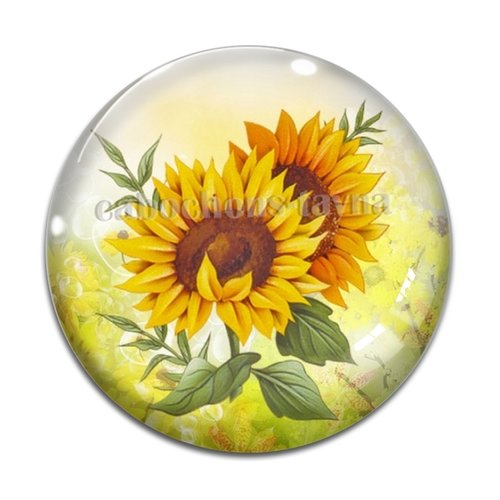 Cabochon tournesol, résine ou verre différente taille