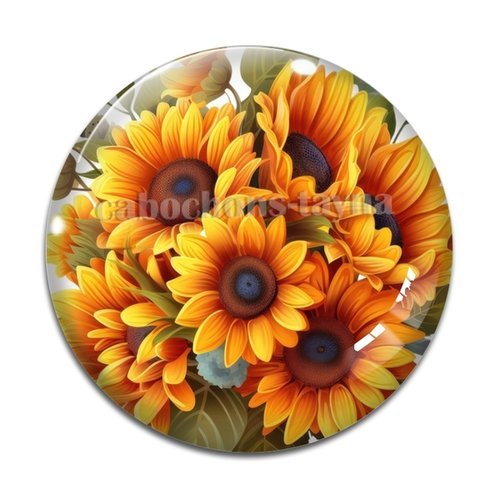 Cabochon tournesol, résine ou verre différente taille