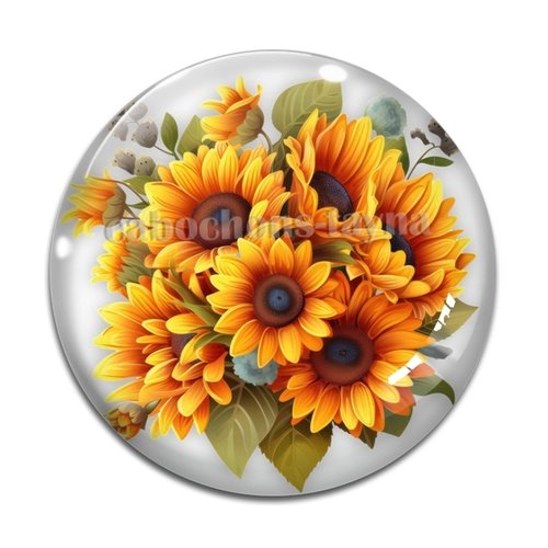Cabochon tournesol, résine ou verre différente taille