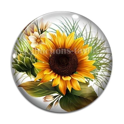 Cabochon tournesol, résine ou verre différente taille
