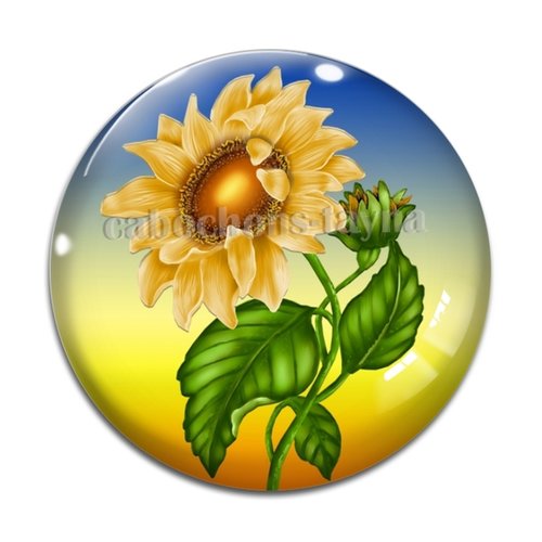 Cabochon tournesol, résine ou verre différente taille