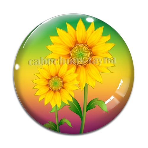 Cabochon tournesol, résine ou verre différente taille